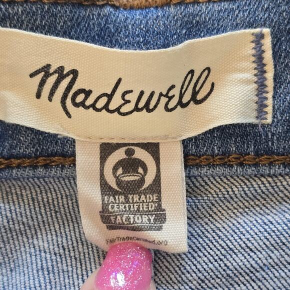 Madewell Jeans Womens 23 Blue The Perfect Vintage Wide-Leg Button Fly Raw Hem - Picture 3 of 10